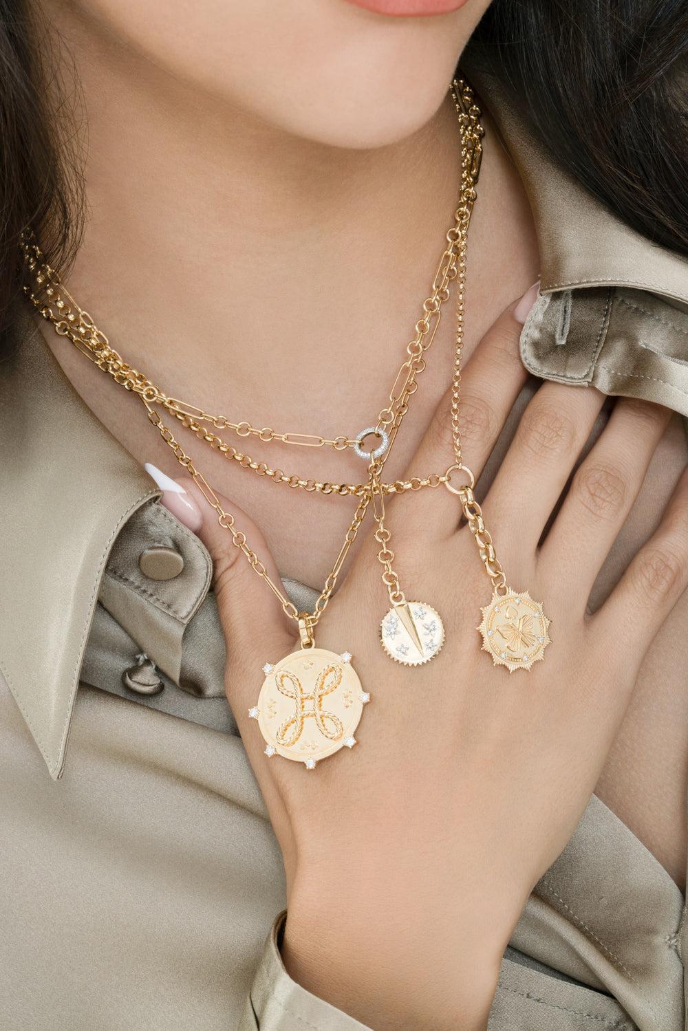 True Love - Love Knot Large Medallion-YELLOW GOLD-JEWELRYFINE JEWELPENDANT-FOUNDRAE