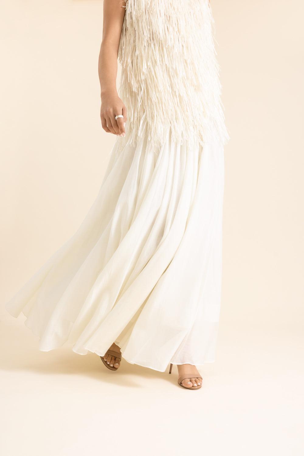 Crinoline Double Layer Skirt-CREAM-XS-CLOTHINGSKIRTMIDI-CO COLLECTION