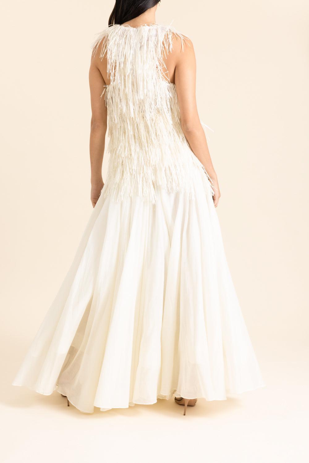 Crinoline Double Layer Skirt-CREAM-XS-CLOTHINGSKIRTMIDI-CO COLLECTION