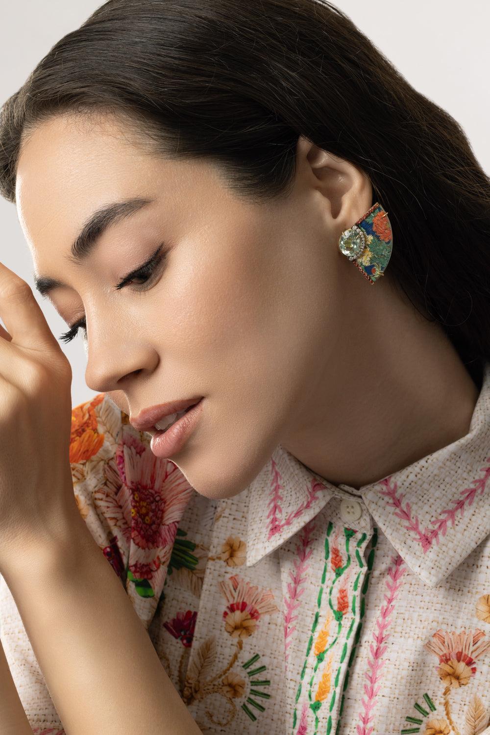 East West Miniature Painting Earrings-YELLOW GOLD-JEWELRYFINE JEWELEARRING-SILVIA FURMANOVICH