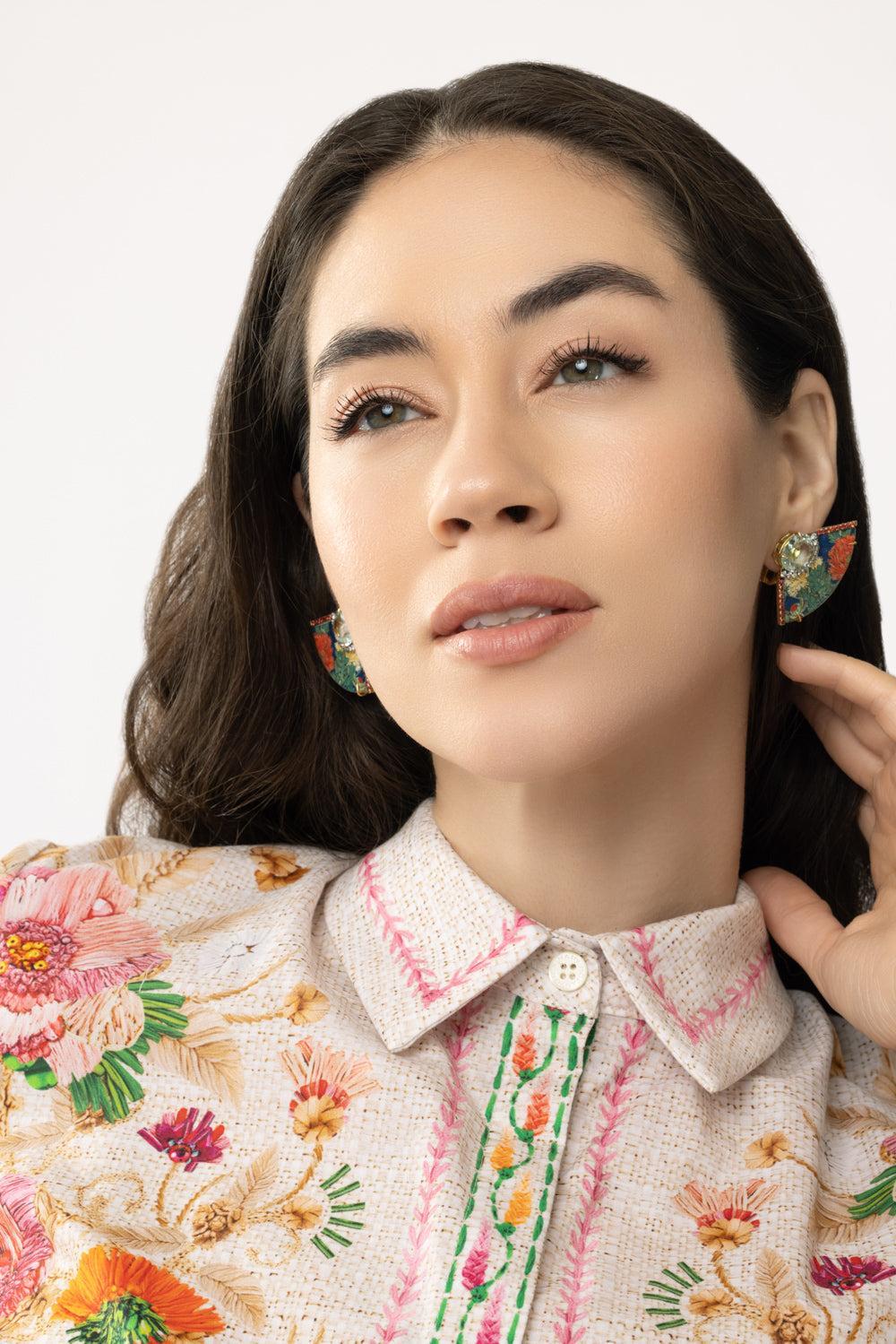 East West Miniature Painting Earrings-YELLOW GOLD-JEWELRYFINE JEWELEARRING-SILVIA FURMANOVICH