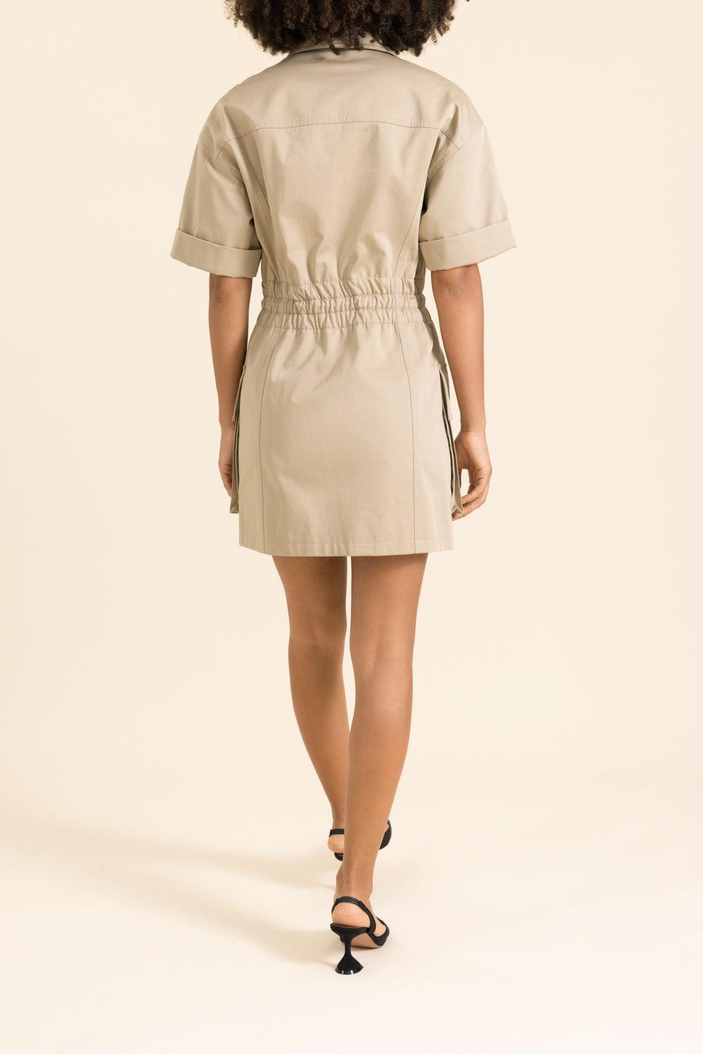 Four Pocket Button Dress-BROWN-36-CLOTHINGDRESSCASUAL-BALMAIN