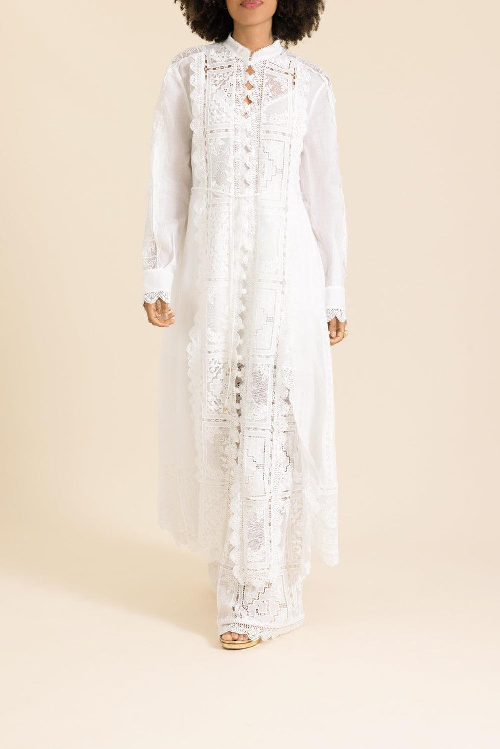 ZIMMERMANN Aster Embroidered Midi Dress | Ivory | Size 2 ZIMMERMANN Aster Embroidered Midi Dress | Ivory | Size 2