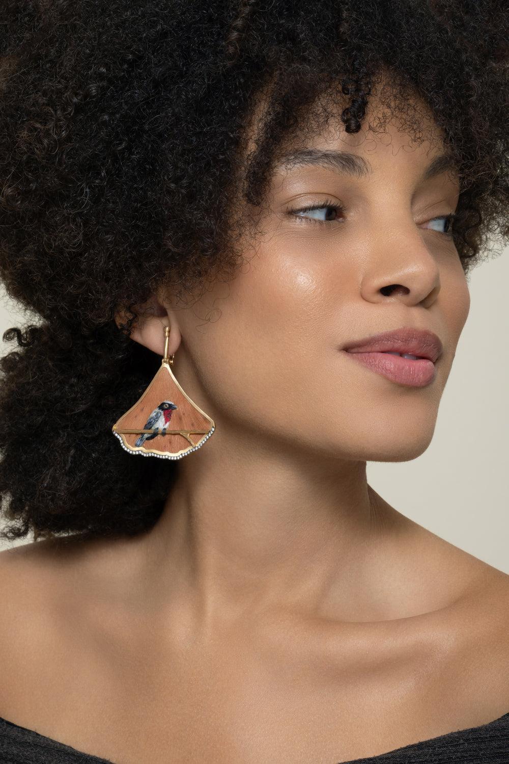 Diamond Embroidered Natural Ginkgo Leaf Earrings-YELLOW GOLD-JEWELRYFINE JEWELEARRING-SILVIA FURMANOVICH