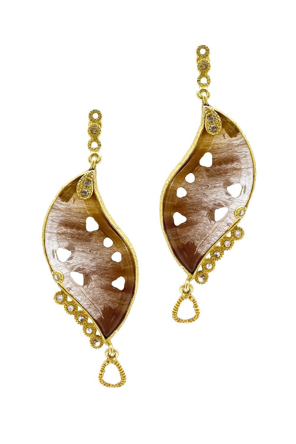 Rutilite Diamond Affinity Earrings-YELLOW GOLD-JEWELRYFINE JEWELEARRING-COOMI