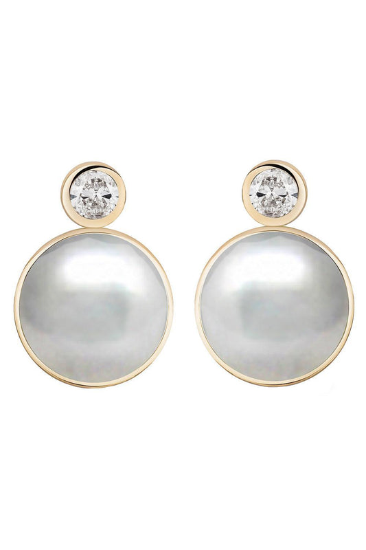 Pearl Diamond Siren Stud Earrings-YELLOW GOLD-JEWELRYFINE JEWELEARRING-MASON & BOOKS