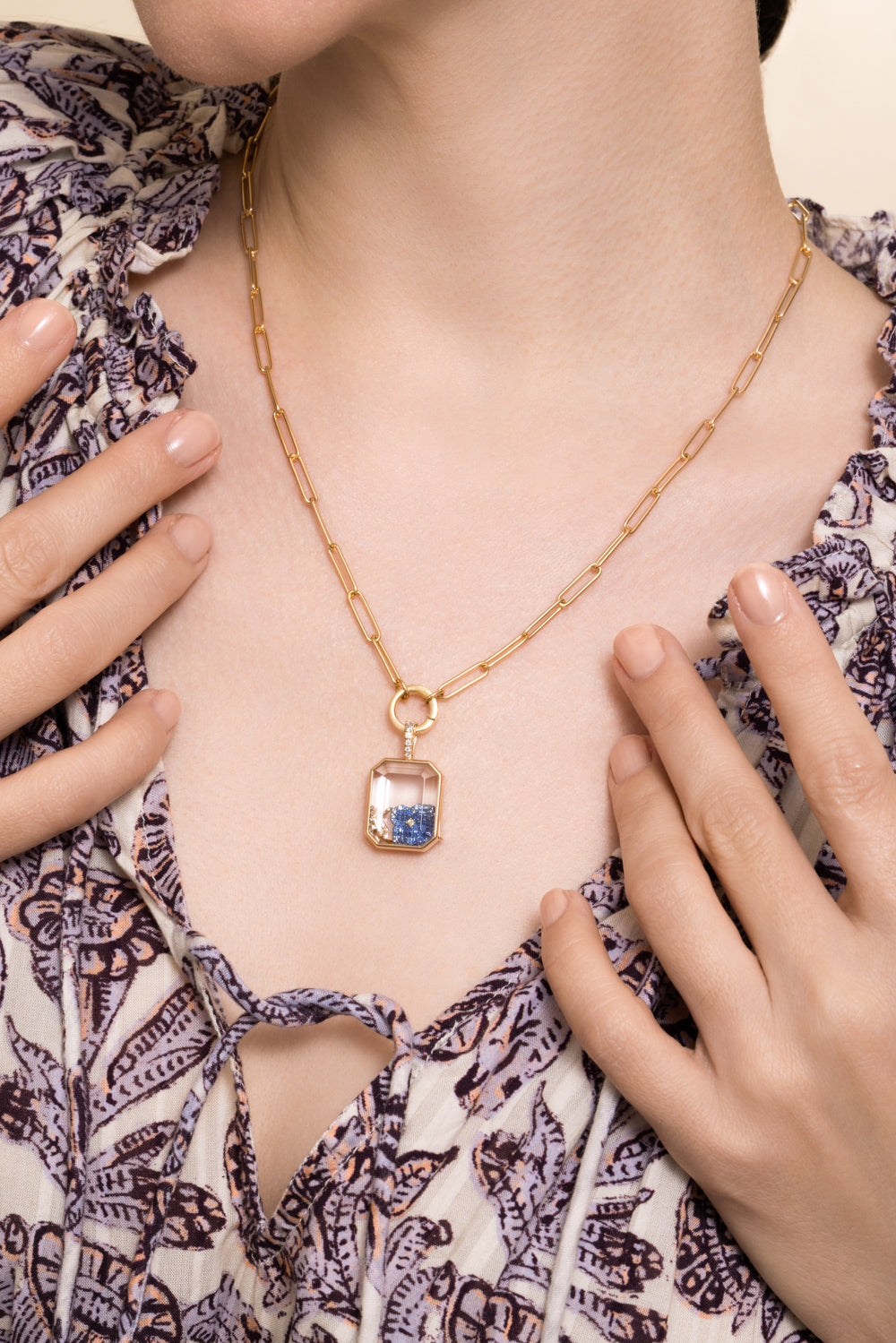 Diamond Baguette Paperclip Necklace