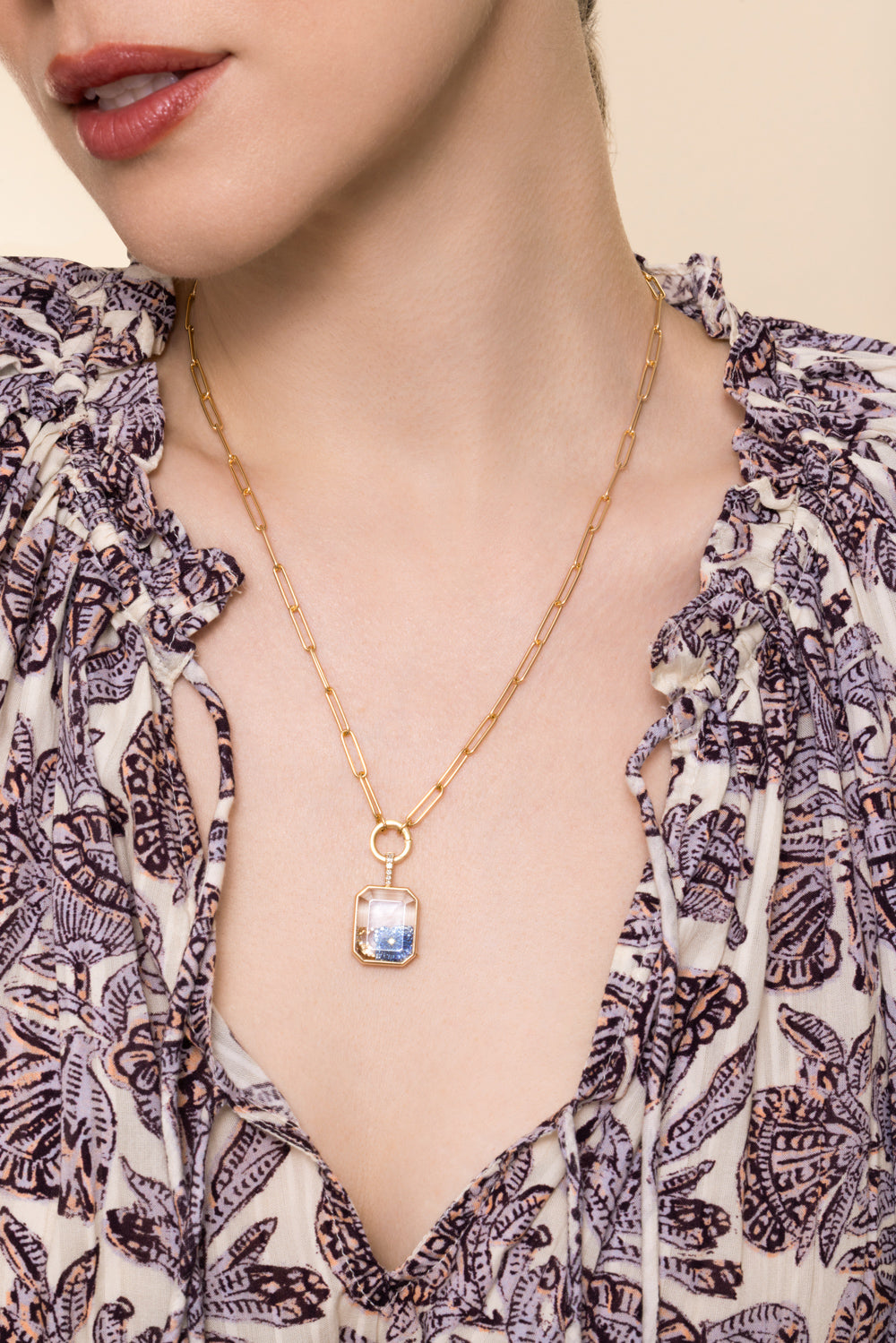 Diamond Baguette Paperclip Necklace