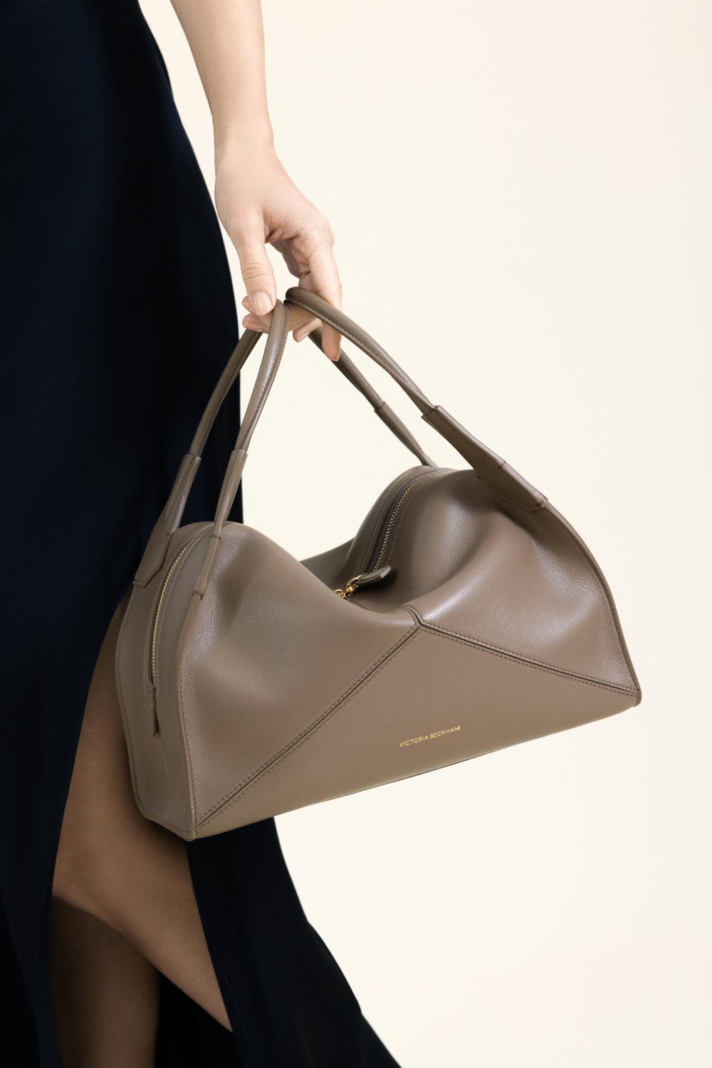 Victoria Plie Bag - Dove Grey-GREY-O/S-HANDBAGTOP HANDLE-VICTORIA BECKHAM