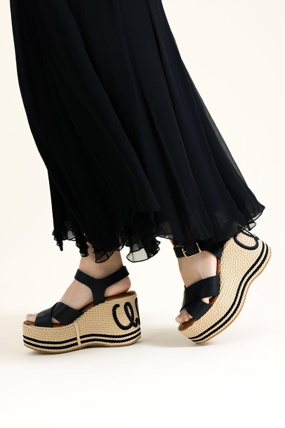 Chloe Sand Wedge Sandal-BLACK-37-SHOESANDAL-CHLOÉ
