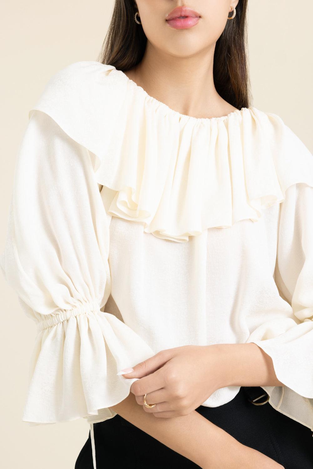 Fluid Ruffle Top-CREAM-34-CLOTHINGTOPBLOUSE-CHLOÉ