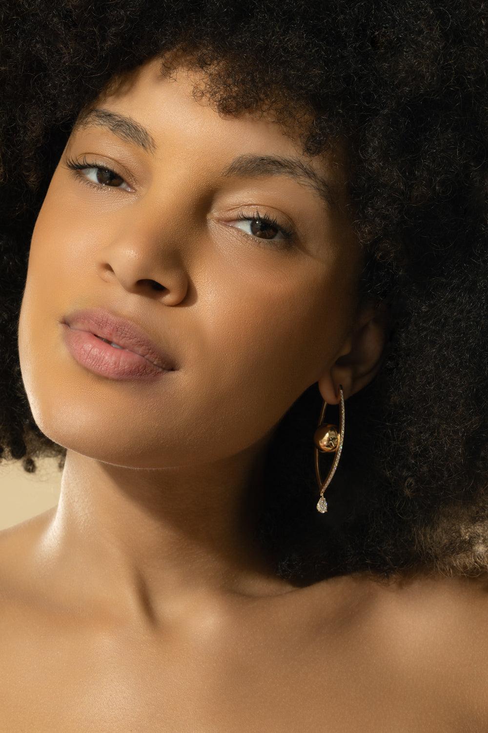 Diamond Large Reflections Hoop Earrings-YELLOW GOLD-JEWELRYFINE JEWELEARRING-CADAR