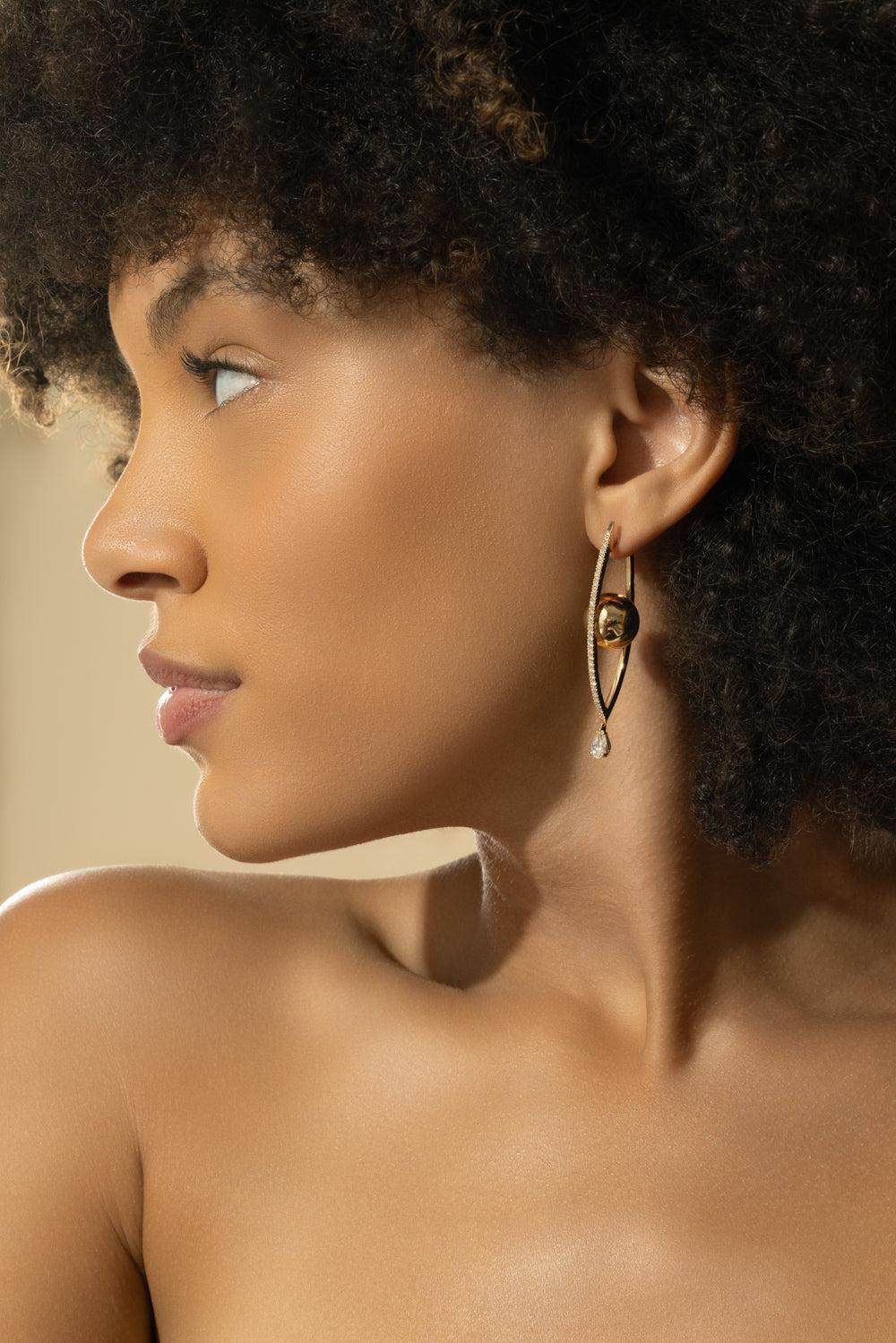 Diamond Large Reflections Hoop Earrings-YELLOW GOLD-JEWELRYFINE JEWELEARRING-CADAR