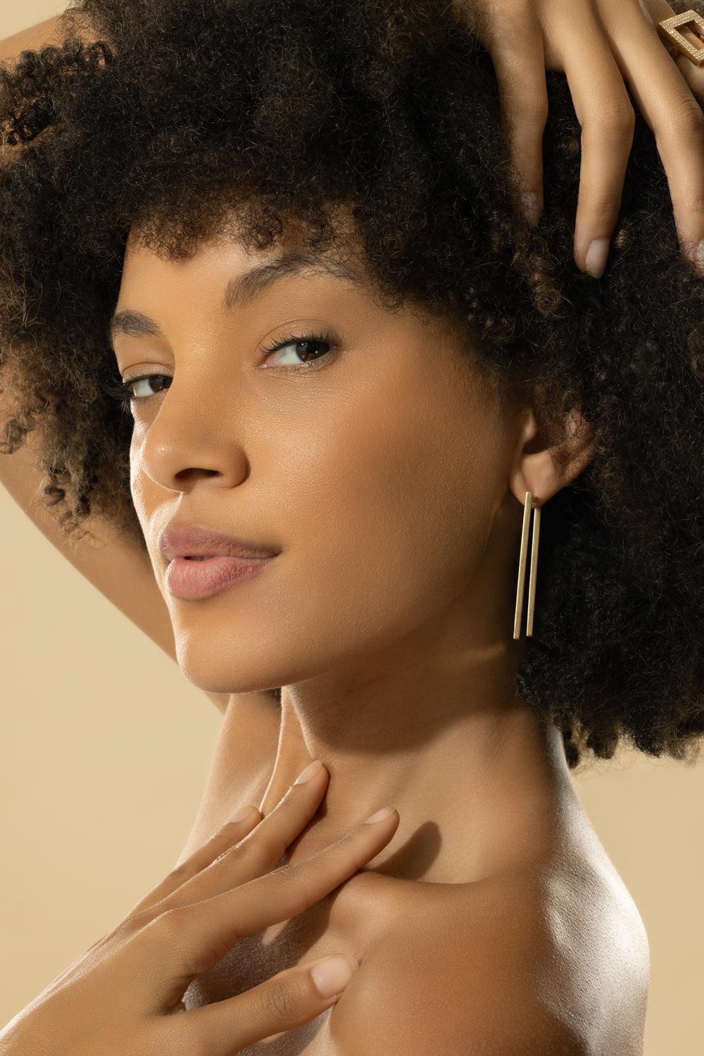 Large Foundation Square Hoops-YELLOW GOLD-JEWELRYFINE JEWELEARRING-CADAR