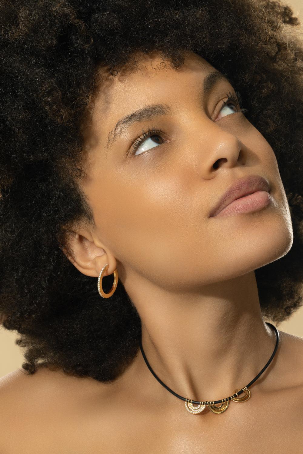 Medium White Diamond Solo Hoops-YELLOW GOLD-JEWELRYFINE JEWELEARRING-CADAR