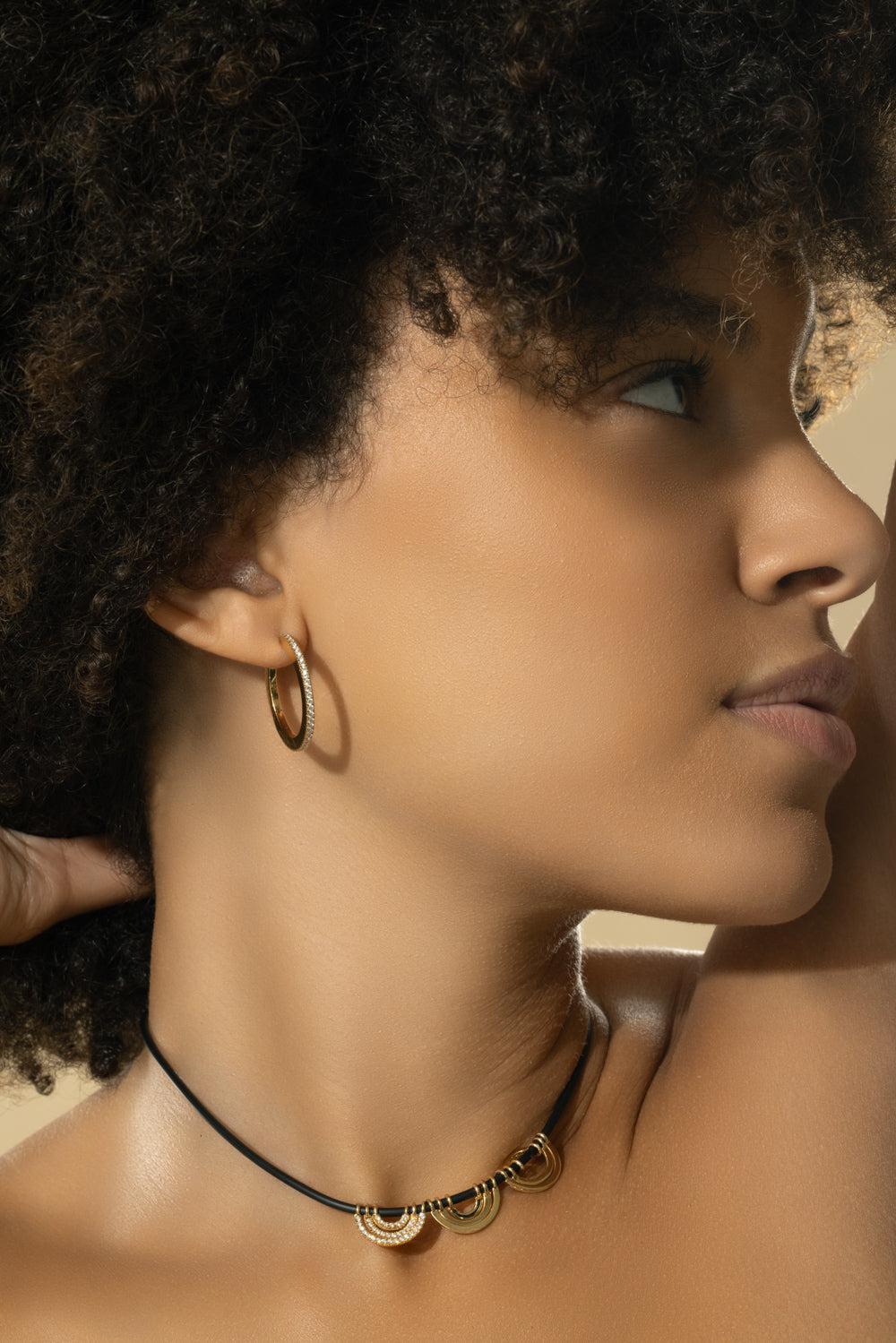 Medium White Diamond Solo Hoops-YELLOW GOLD-JEWELRYFINE JEWELEARRING-CADAR