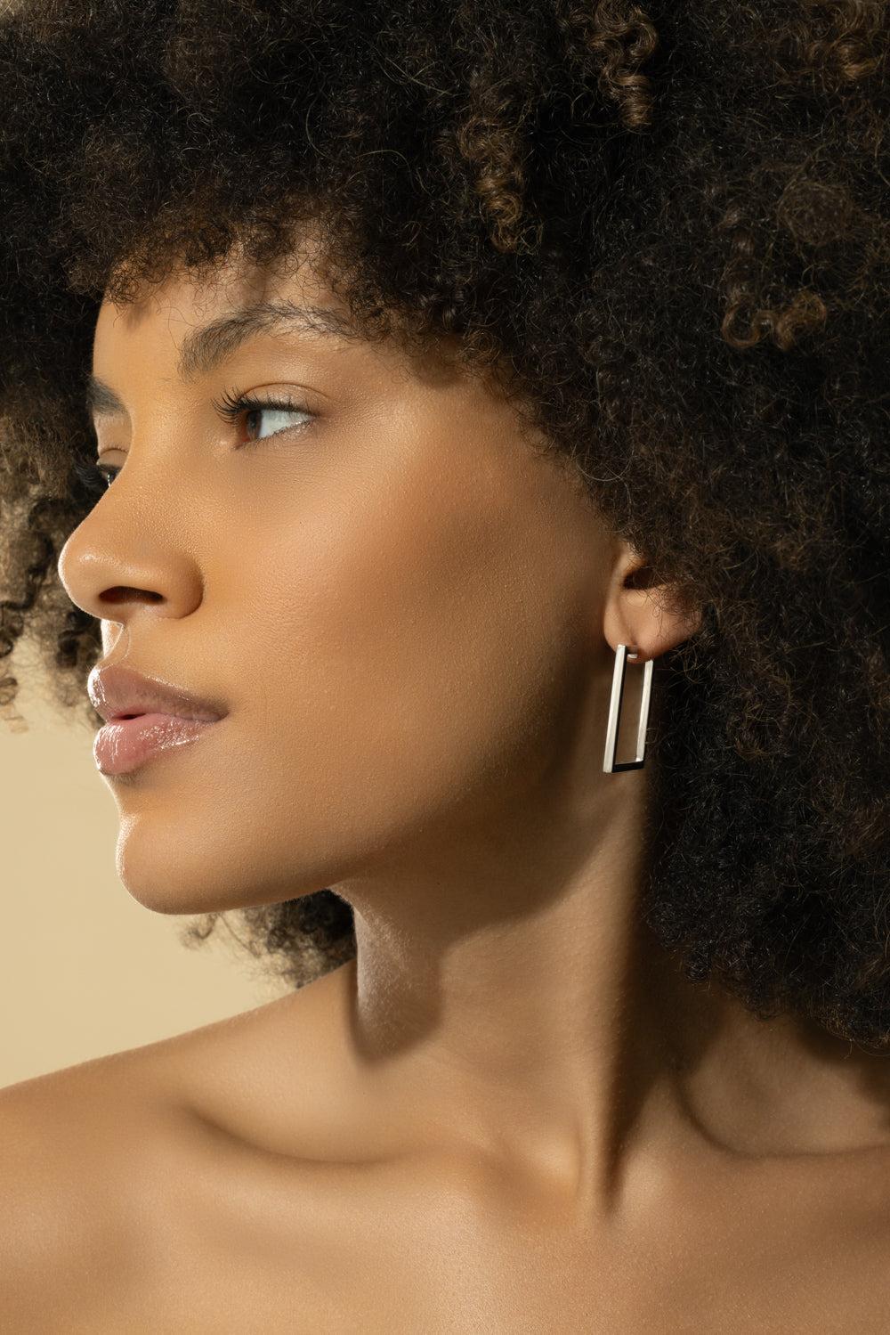 Medium Square Foundation Hoop Earrings - White Gold-WHITE GOLD-JEWELRYFINE JEWELEARRING-CADAR