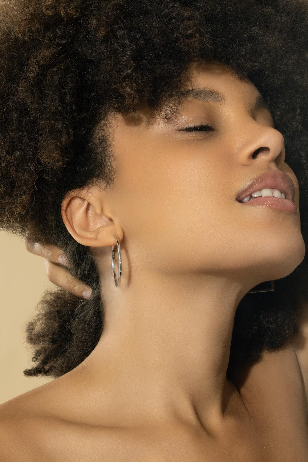 Large Plain Hoop Earrings-WHITE GOLD-JEWELRYFINE JEWELEARRING-CADAR