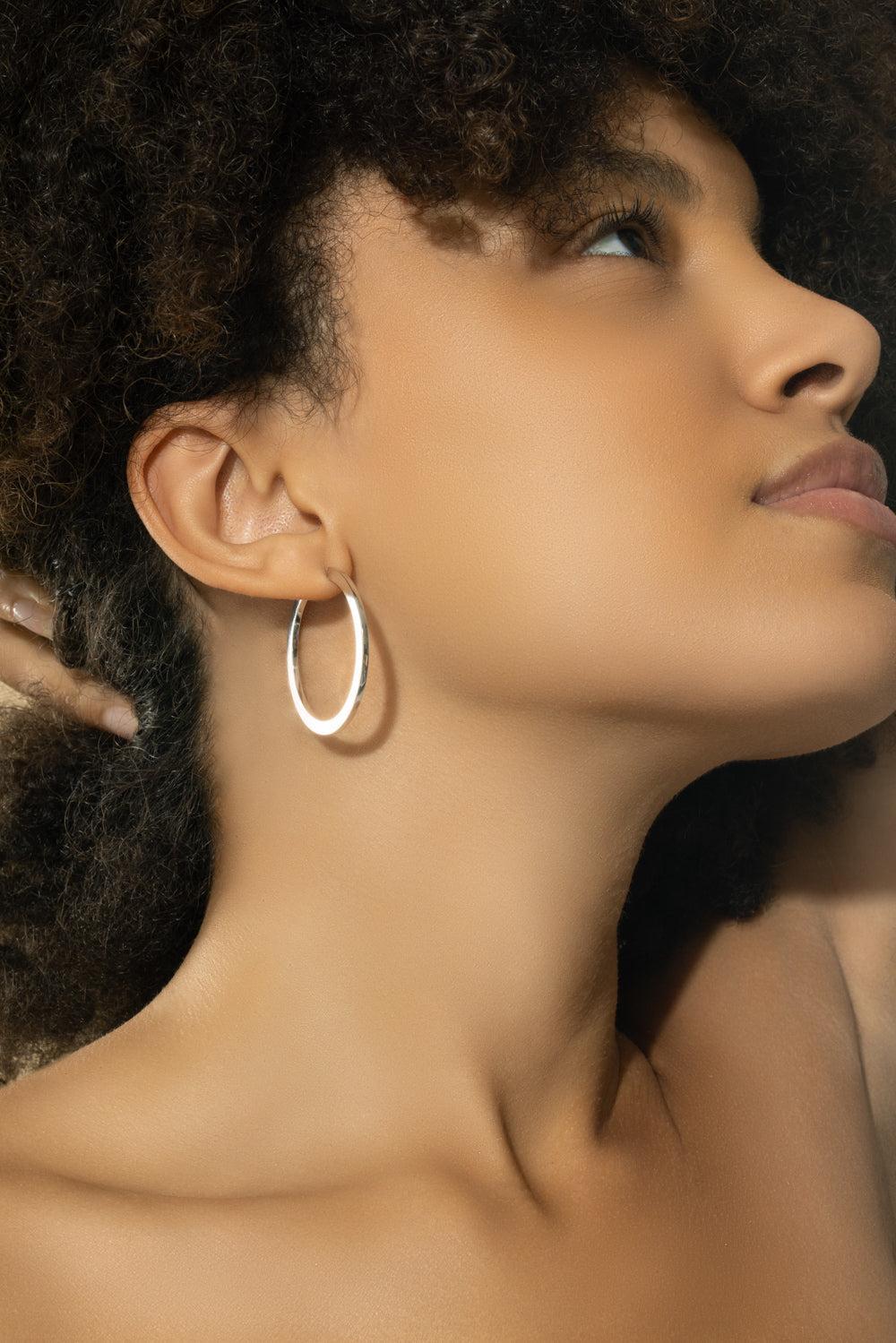 Large Plain Hoop Earrings-WHITE GOLD-JEWELRYFINE JEWELEARRING-CADAR