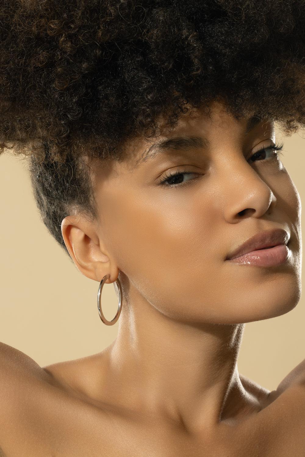 Large Plain Hoop Earrings-WHITE GOLD-JEWELRYFINE JEWELEARRING-CADAR