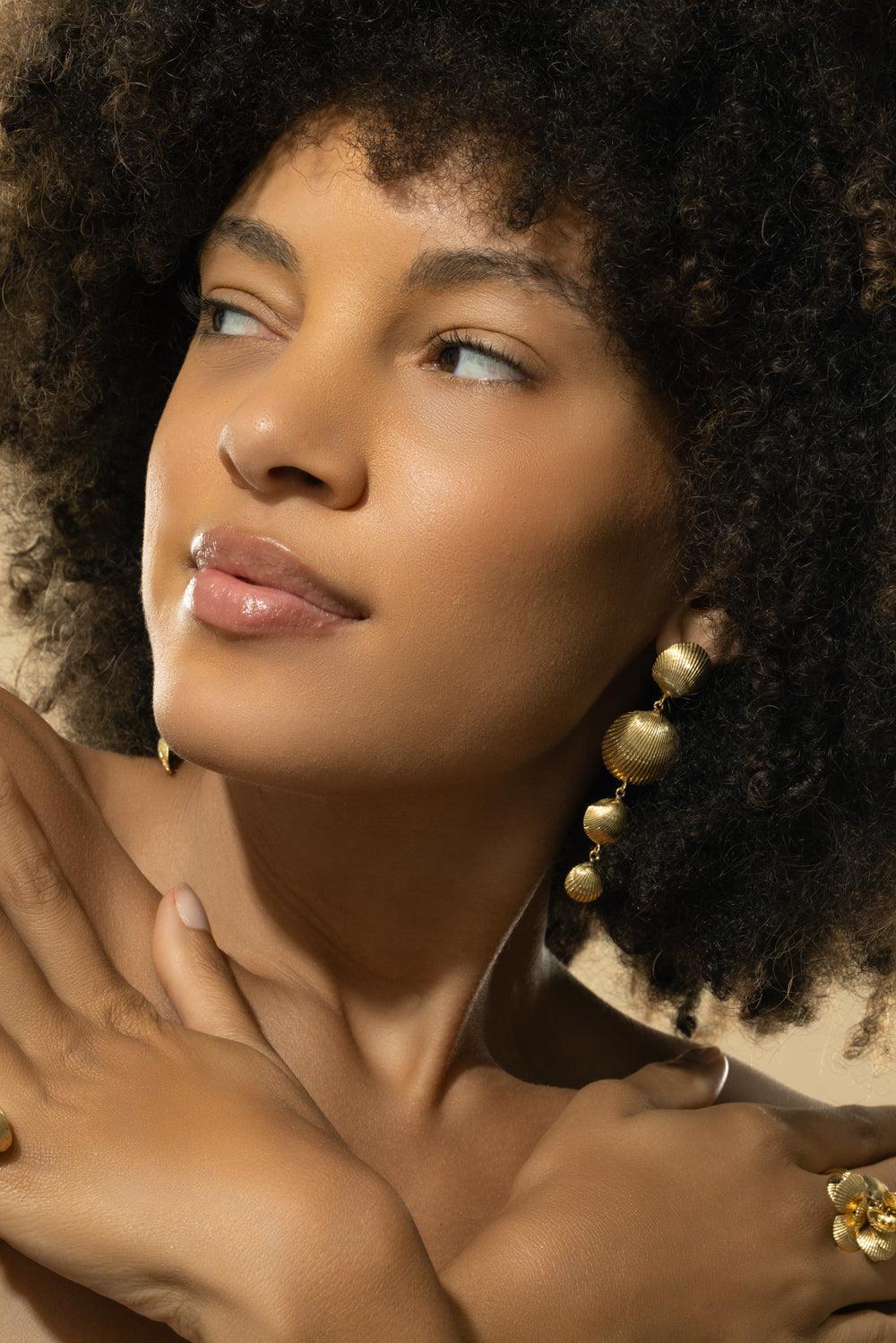 Shell Drop Earrings-YELLOW GOLD-JEWELRYFINE JEWELEARRING-CADAR