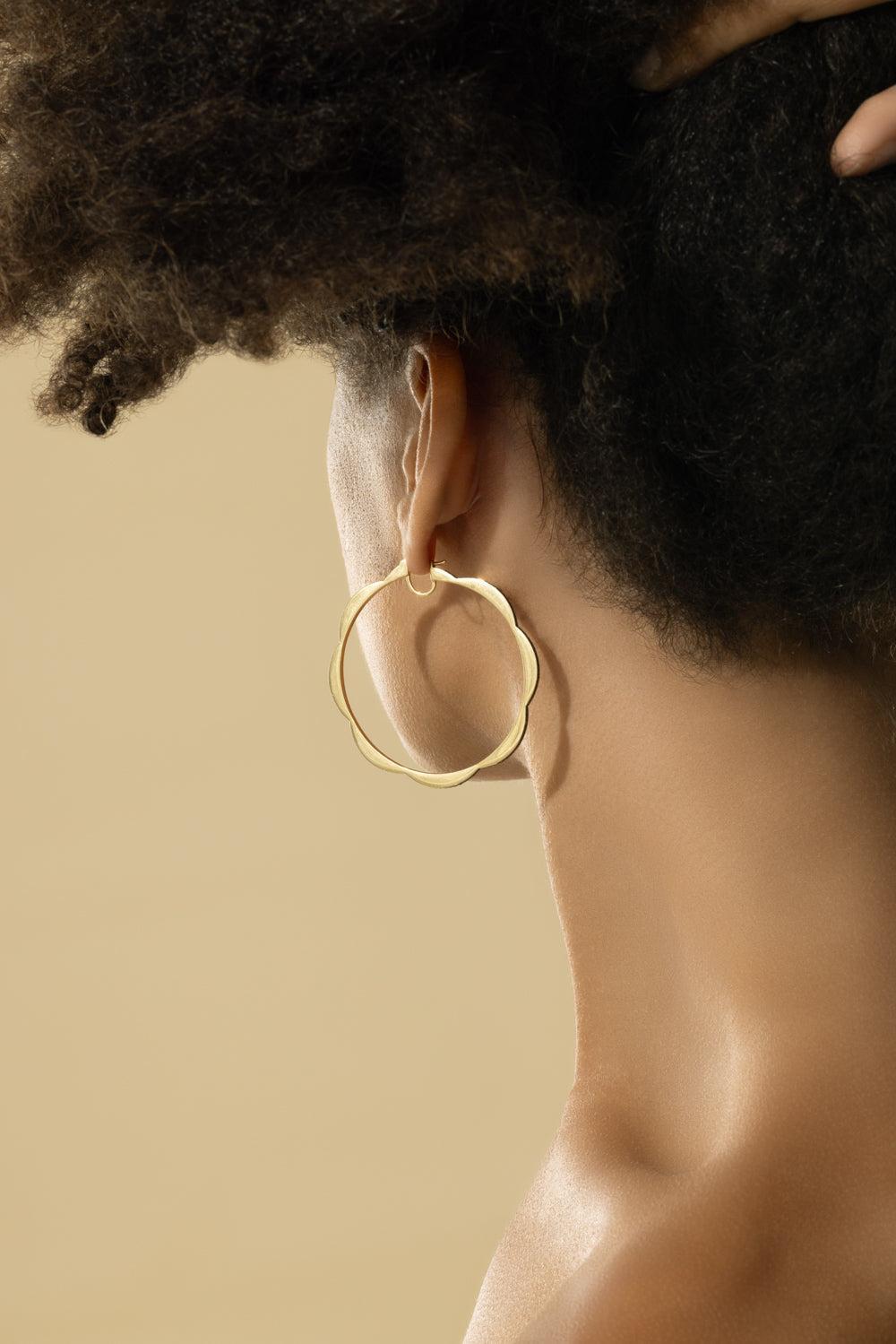 Diamond Jumbo Triplet Hoop Earrings-YELLOW GOLD-JEWELRYFINE JEWELEARRING-CADAR