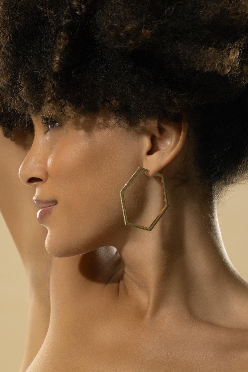 Large B Home Hoop Earrings-YELLOW GOLD-JEWELRYFINE JEWELEARRING-CADAR