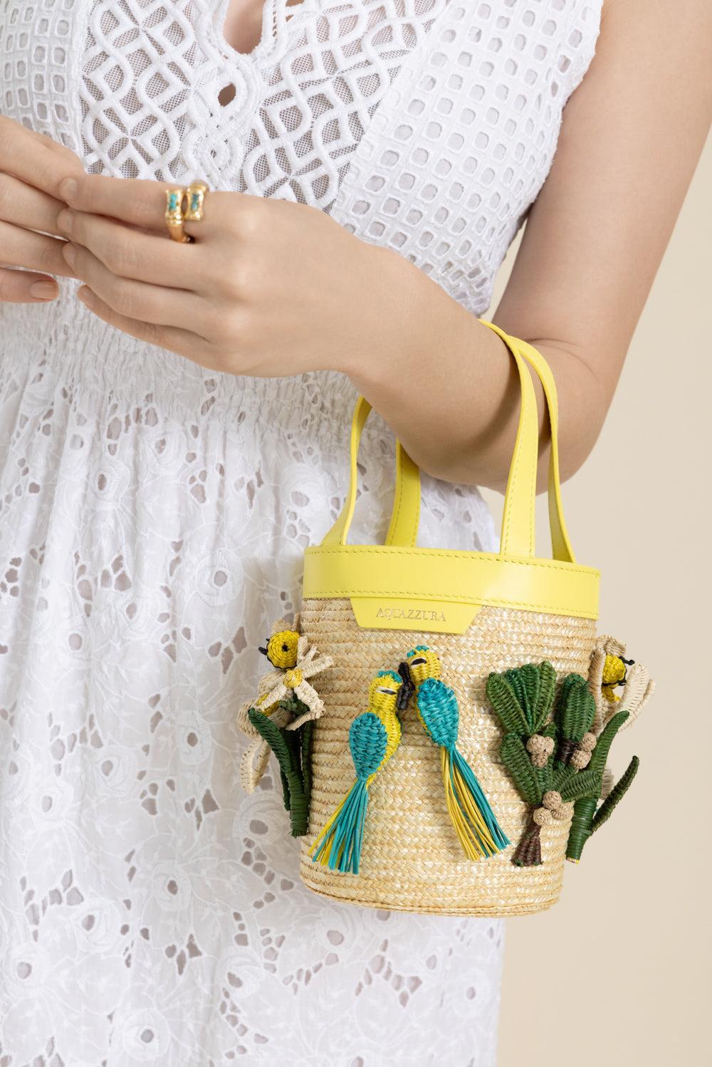 Birdsong Mini Bucket Bag-YELLOW-O/S-HANDBAGTOP HANDLE-AQUAZZURA