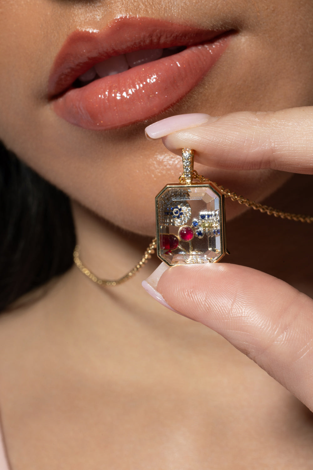 Diamond Sapphire Evil Eye Charm
