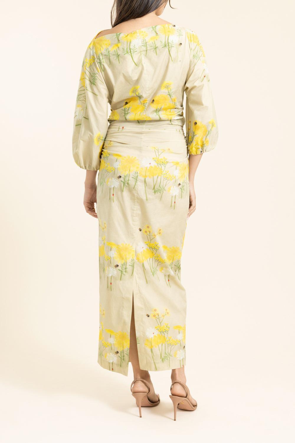 Ezra Dress - Yellow Chamomille Sand-YELLOW-34-CLOTHINGDRESSCOCKTAIL-BERNADETTE