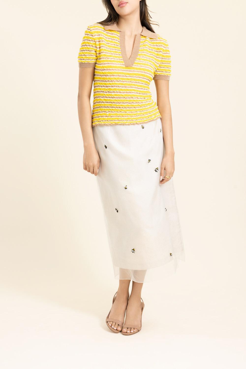 Roxanne Skirt - Bees-CREAM-34-CLOTHINGSKIRTMIDI-BERNADETTE