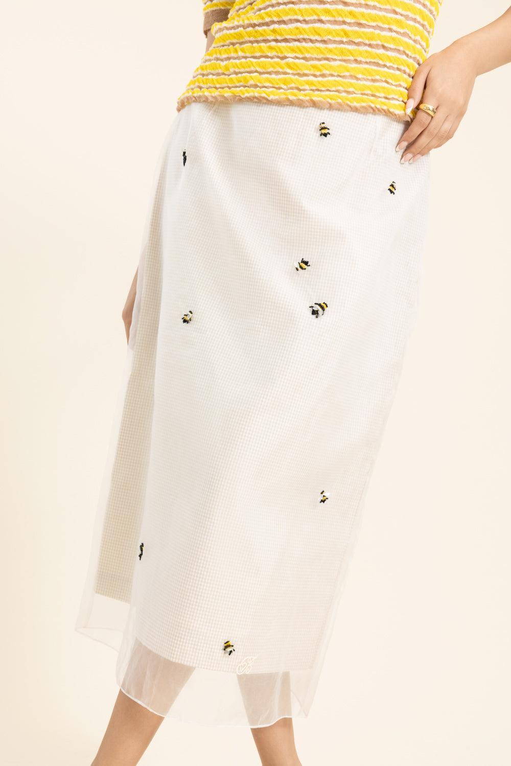 Roxanne Skirt - Bees-CREAM-34-CLOTHINGSKIRTMIDI-BERNADETTE