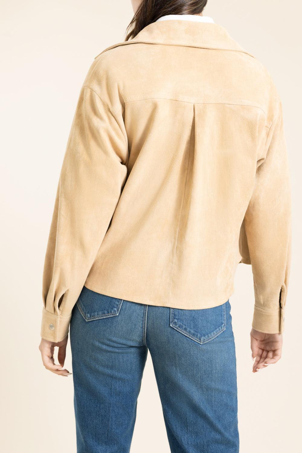 Oversized Crop Shirt-BROWN-2-CLOTHINGTOPBLOUSE-SUSAN BENDER