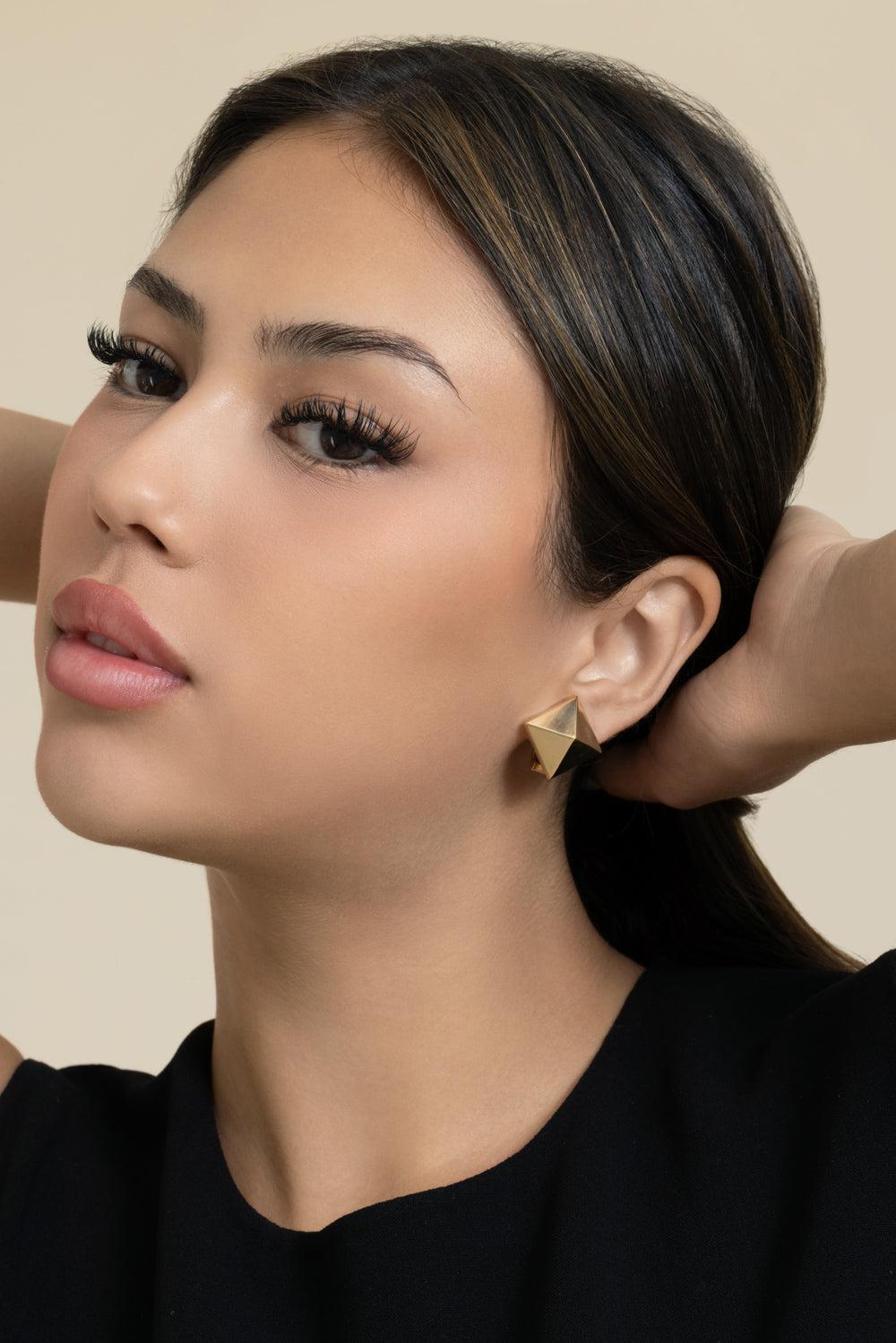 Piramide Stud Earrings-YELLOW GOLD-JEWELRYFINE JEWELEARRING-ALETTO BROTHERS