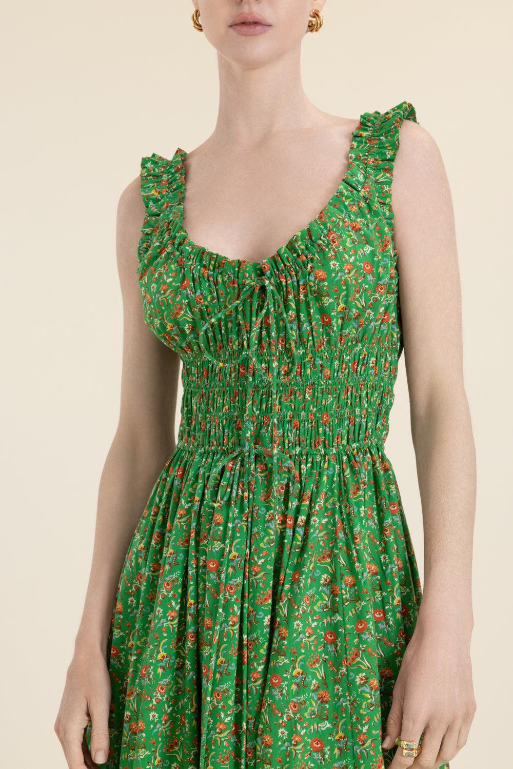 doen emmaretta dress EMMARETTA DRESS EMERALD JARDIN / M