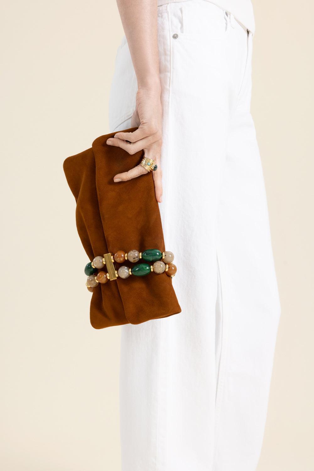Zandra Clutch - Tan Gold-BROWN-HANDBAGCLUTCHES-JIMMY CHOO