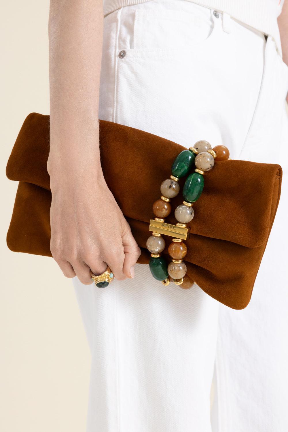 Zandra Clutch - Tan Gold-BROWN-HANDBAGCLUTCHES-JIMMY CHOO