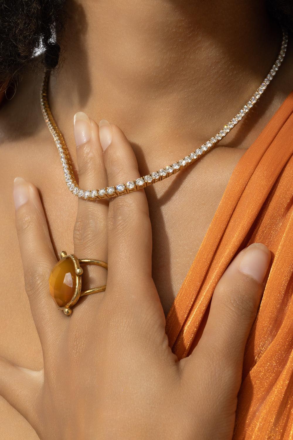 Diamond Rope Choker Necklace-ROSE GOLD-JEWELRYFINE JEWELNECKLACE O-ANITA KO