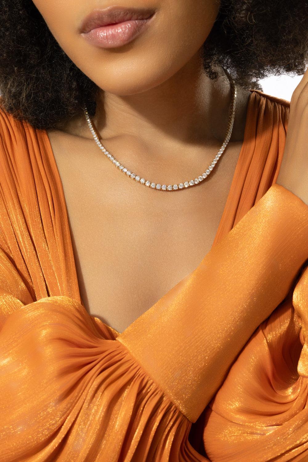 Diamond Rope Choker Necklace-ROSE GOLD-JEWELRYFINE JEWELNECKLACE O-ANITA KO