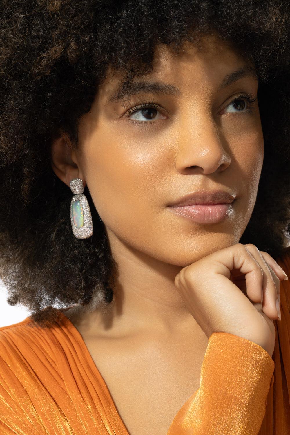 Opal Diamond Earrings-WHITE GOLD-JEWELRYFINE JEWELEARRING-ARUNASHI