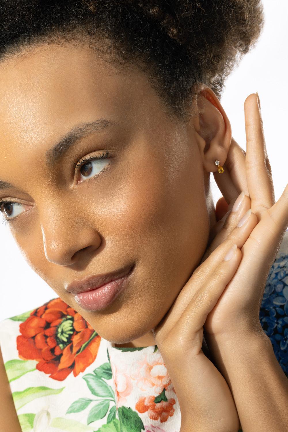 Violet Stud Earrings-YELLOW GOLD-JEWELRYFINE JEWELEARRING-ANITA KO