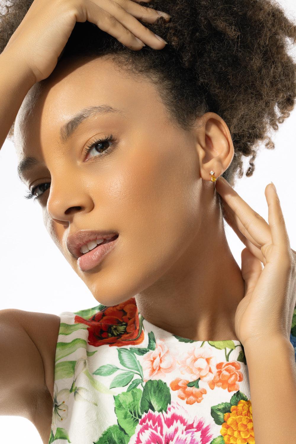 Violet Stud Earrings-YELLOW GOLD-JEWELRYFINE JEWELEARRING-ANITA KO