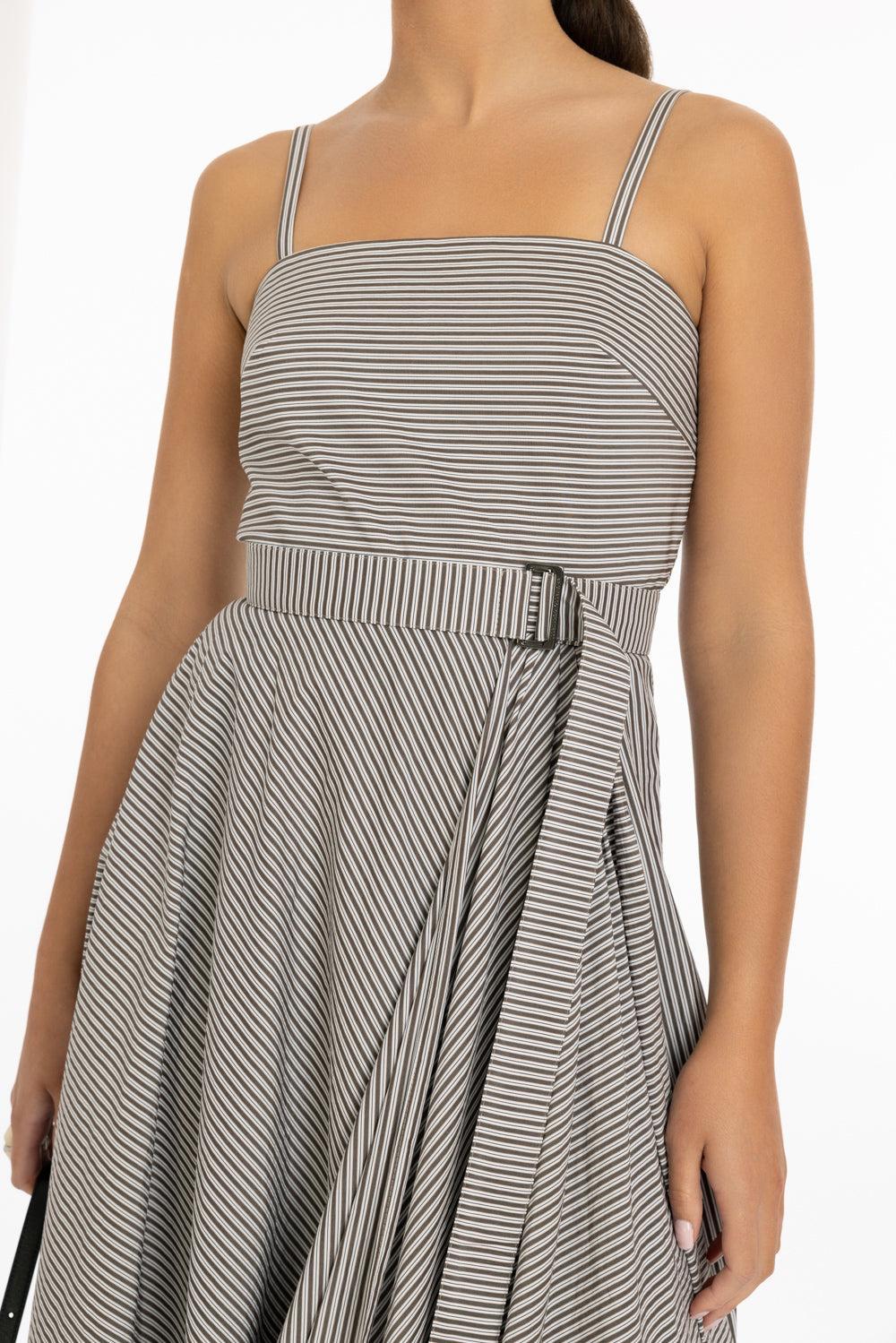 Bubble Hem Dress-CHOC/WHT-S-CLOTHINGDRESSCASUAL-BRUNELLO CUCINELLI