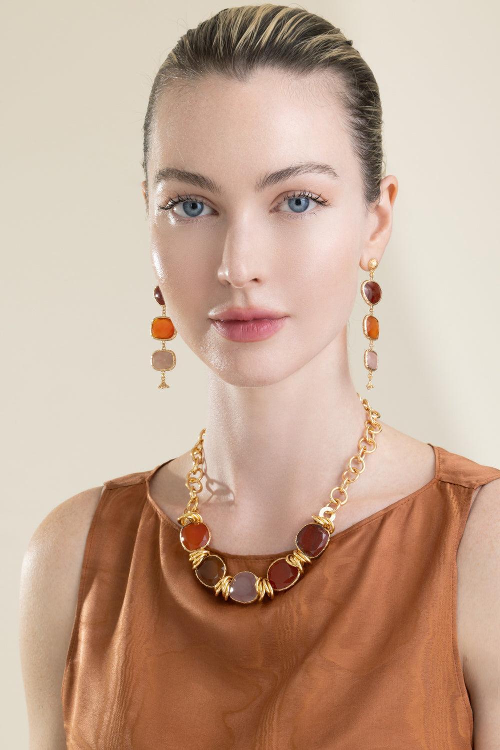 Red Brown Pink Sirena Necklace-RED-JEWELRYBOUTIQUENECKLACE O-GAS BIJOUX