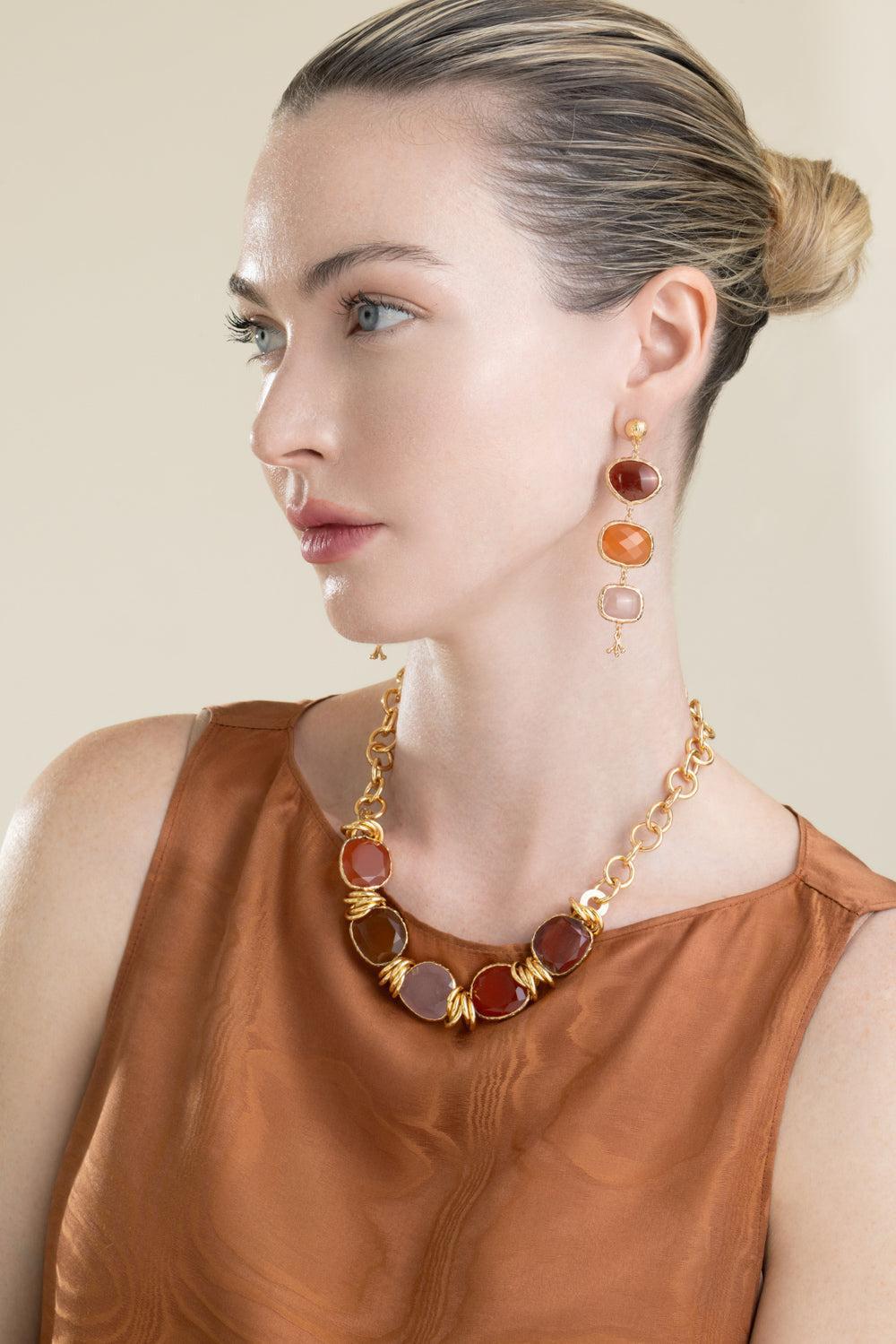 Red Brown Pink Sirena Necklace-RED-JEWELRYBOUTIQUENECKLACE O-GAS BIJOUX