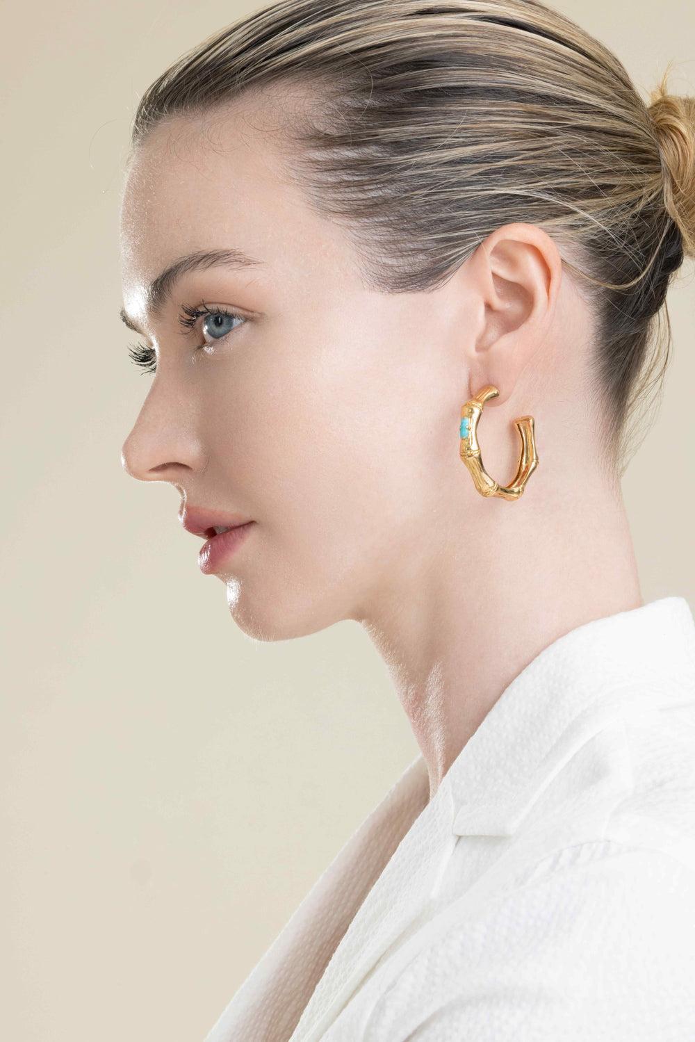 Blue Small Bamboo Strass Earrings-BLUE-JEWELRYBOUTIQUEEARRING-GAS BIJOUX