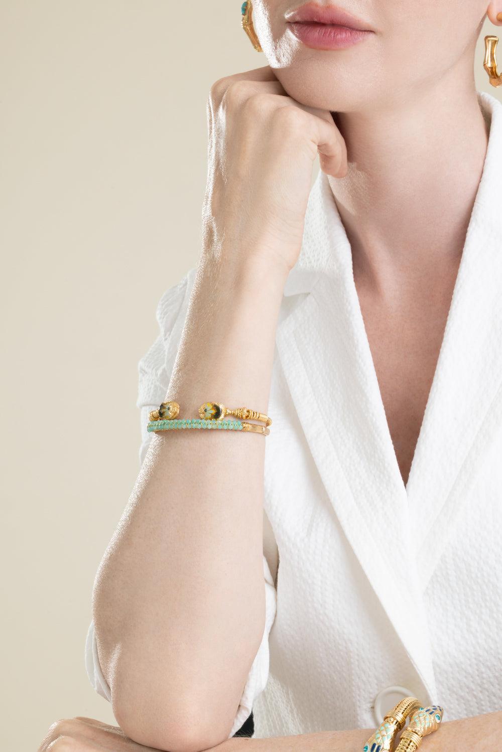 Blue Large Lyre Bracelet Bracelet-BLUE-JEWELRYBOUTIQUEBRACELET O-GAS BIJOUX