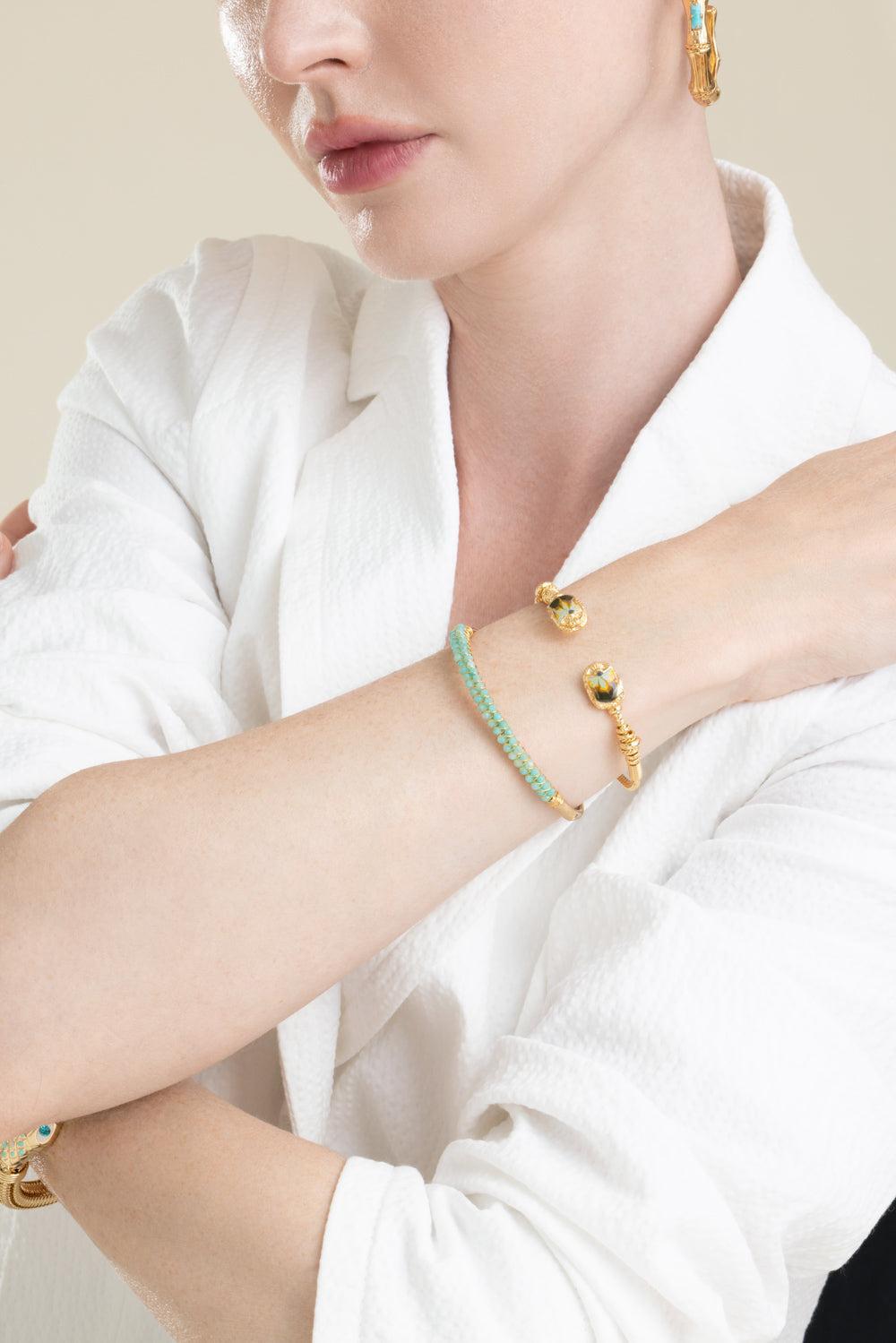Blue Large Lyre Bracelet Bracelet-BLUE-JEWELRYBOUTIQUEBRACELET O-GAS BIJOUX