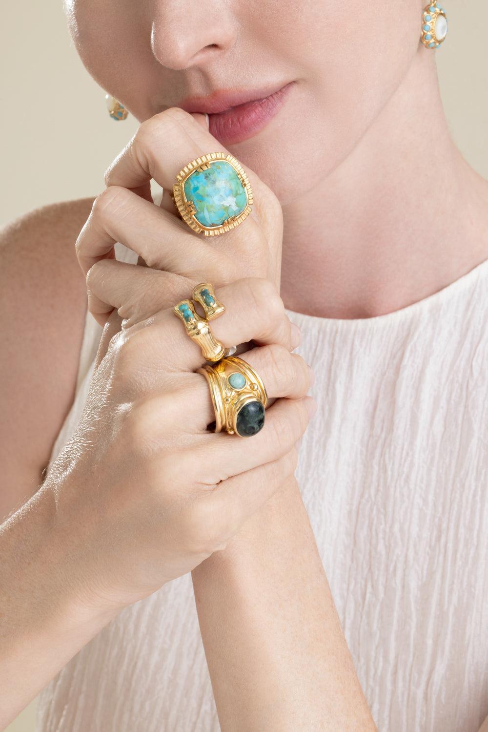 Blue Bamboo Liane Ring-BLUE-6-JEWELRYBOUTIQUERING-GAS BIJOUX