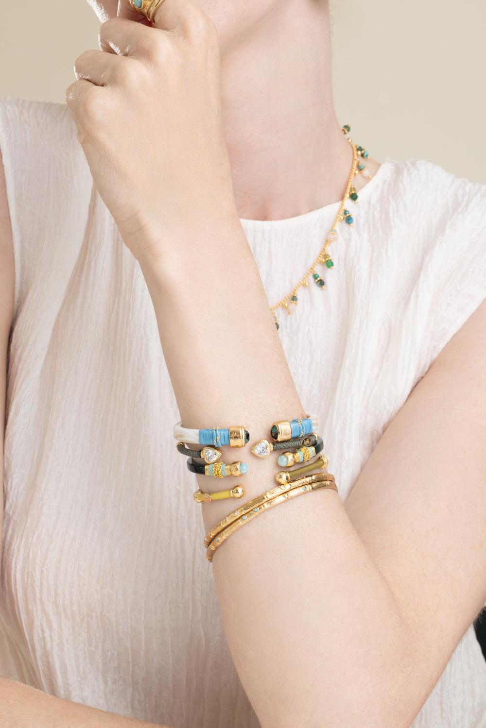 Green Blue Amazonite Sari Bracelet-GRN/BLUE-JEWELRYBOUTIQUEBRACELET O-GAS BIJOUX